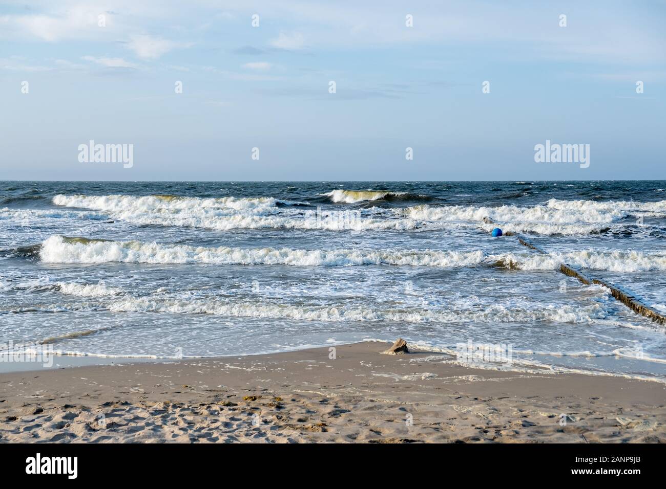La magnifique plage de la station balnéaire de Zinnowitz, sur l'île de Usedom. Banque D'Images