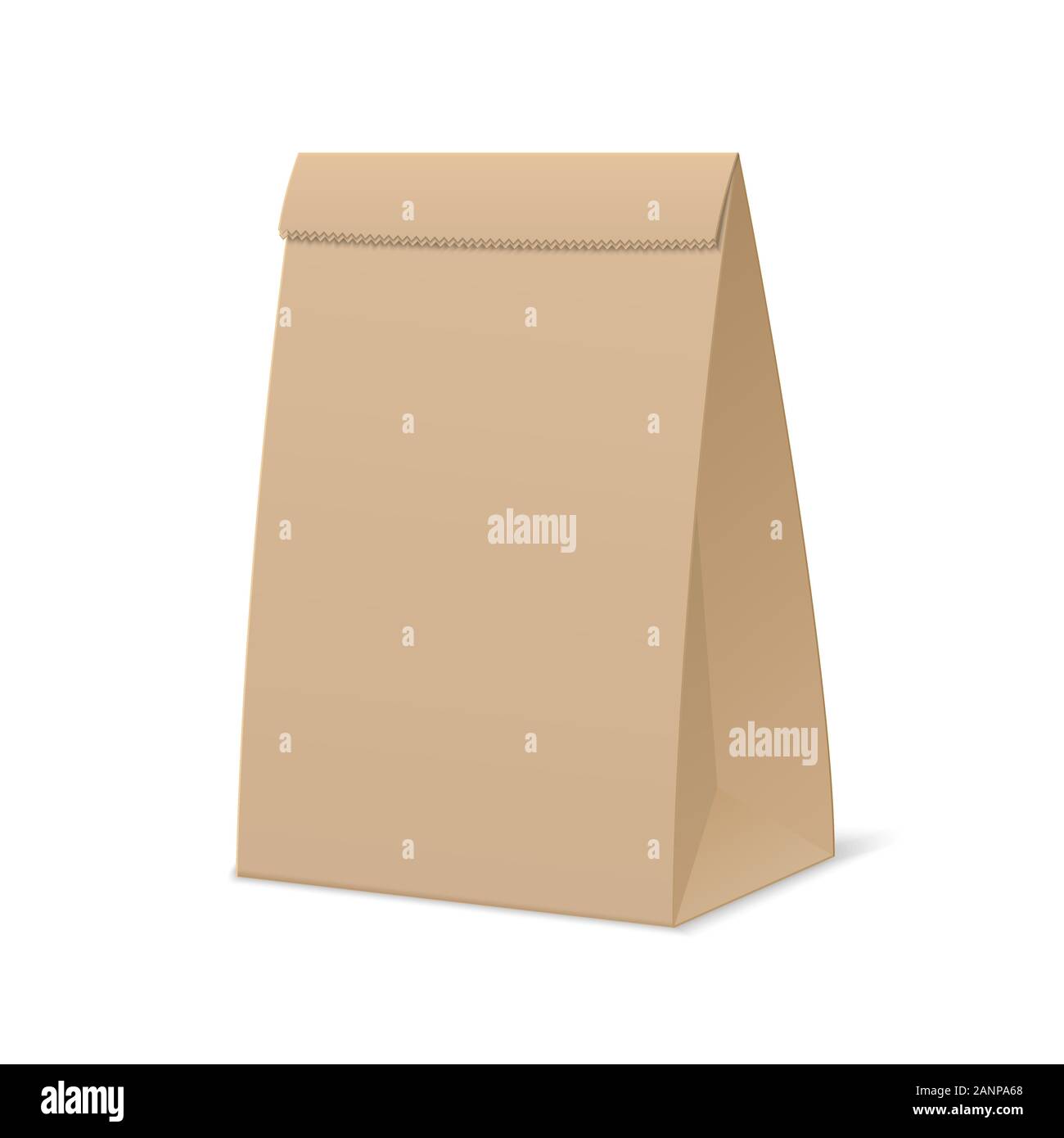 Sac en papier pour l'alimentation. Des maquettes les emballages en carton pour produits sur fond blanc. Illustration de Vecteur