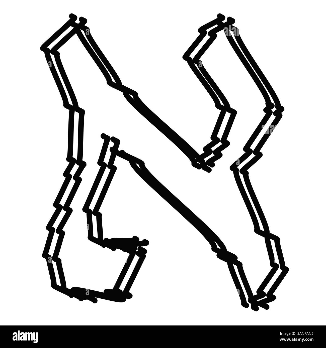 Des lettres de l'alphabet hébraïque. Gribouillis enfants hébreux. Vector illustration sur fond isolé. Illustration de Vecteur