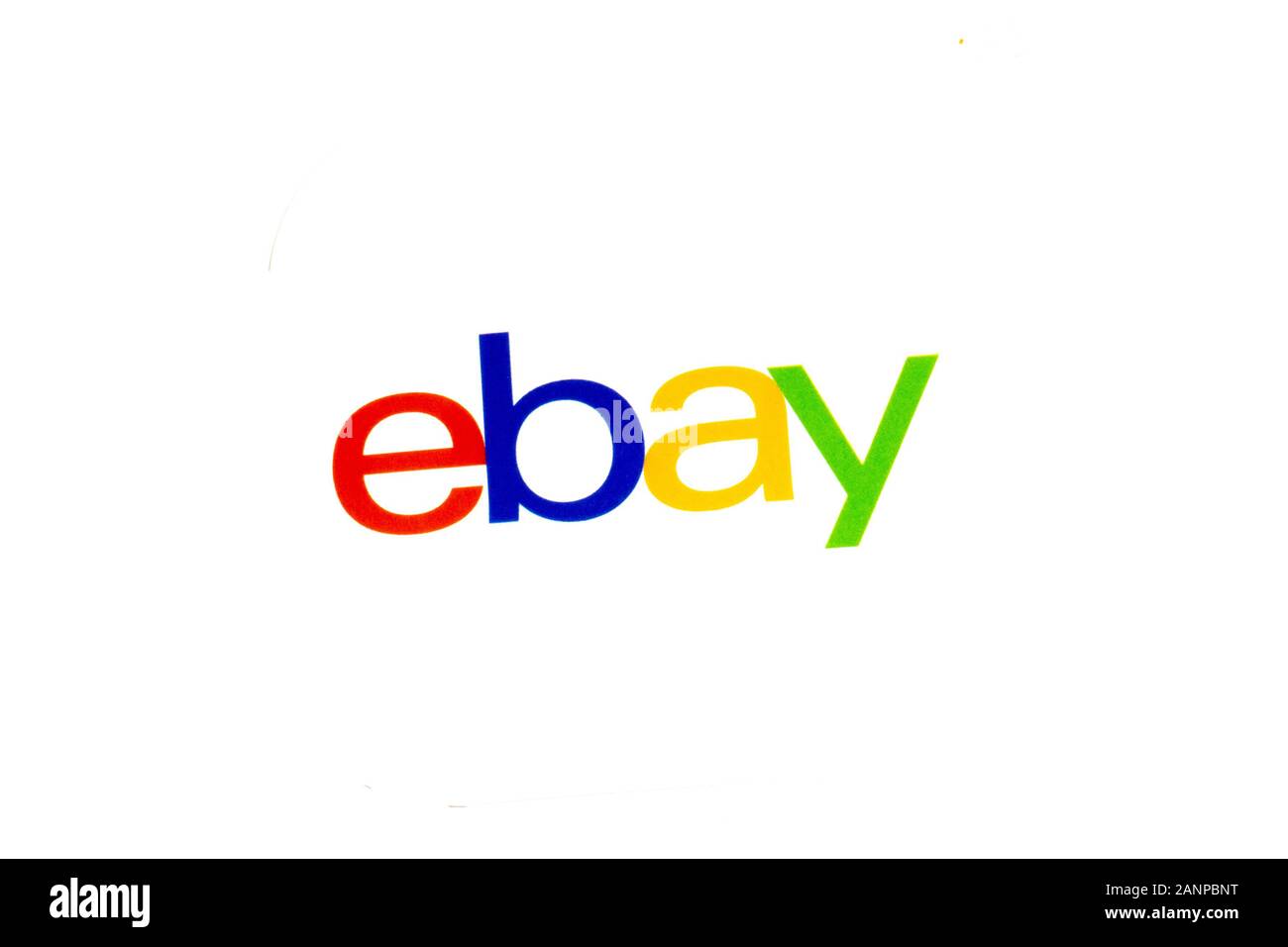 Los Angeles, Californie, États-Unis - 17 janvier 2020: EBay logo shopping sur fond blanc, éditorial illustratif Banque D'Images