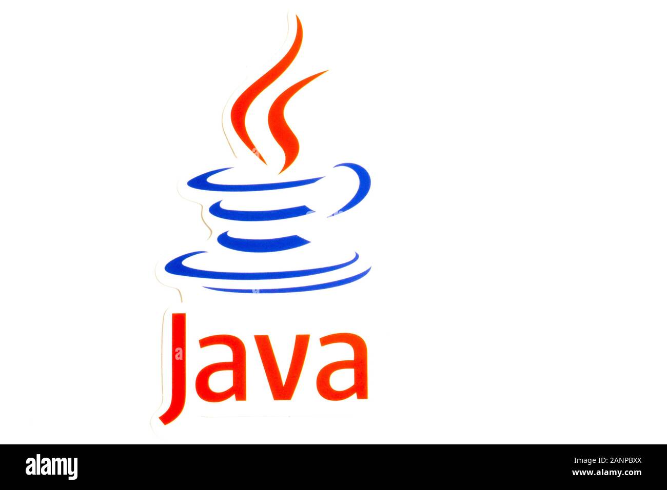 Los Angeles, Californie, États-Unis - 17 janvier 2020: Logo Java sur fond blanc et espace de copie, éditorial illustratif Banque D'Images