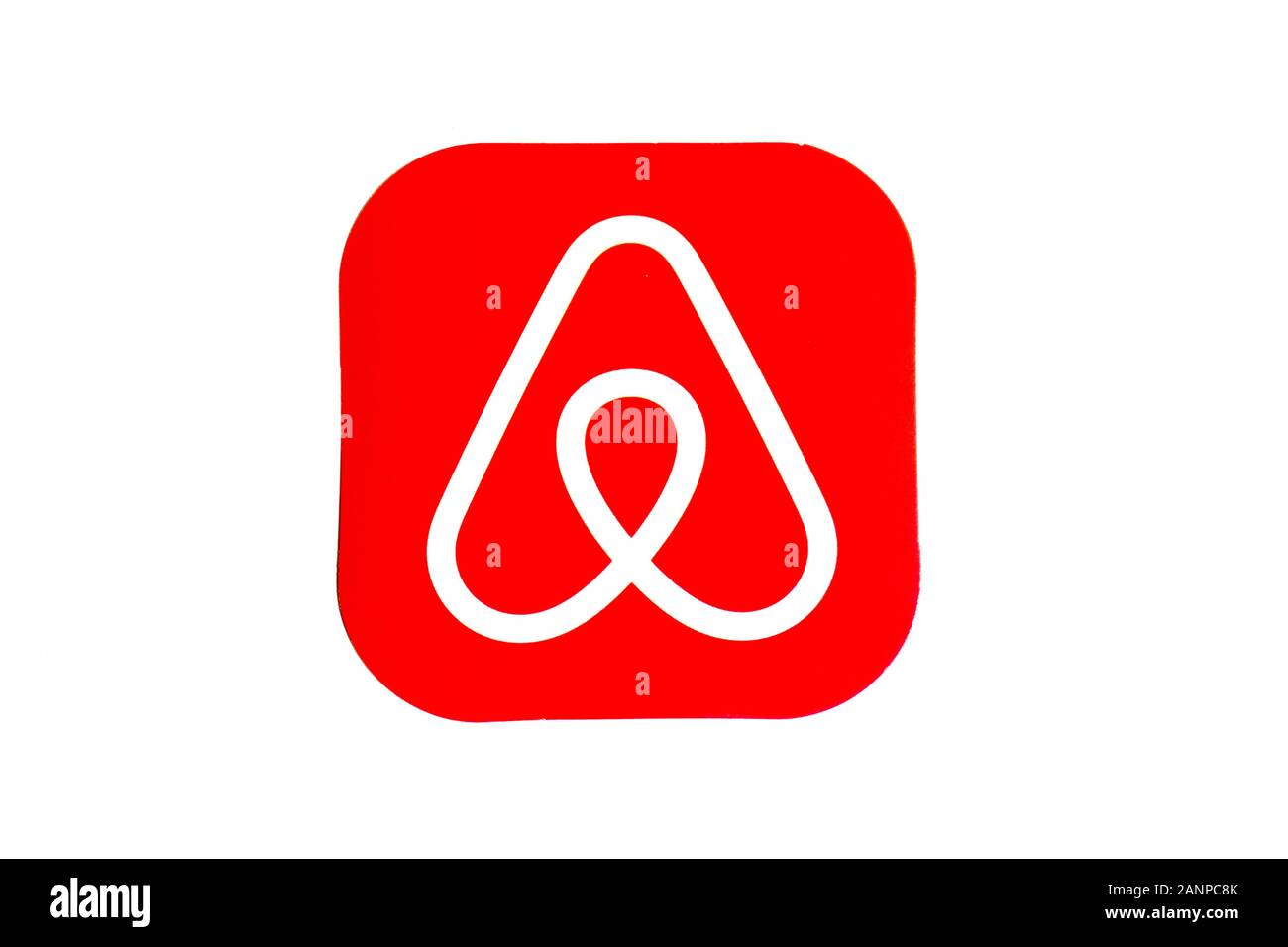Los Angeles, Californie, États-Unis - 17 janvier 2020: Airbnb app logo sur fond blanc, éditorial illustratif Banque D'Images