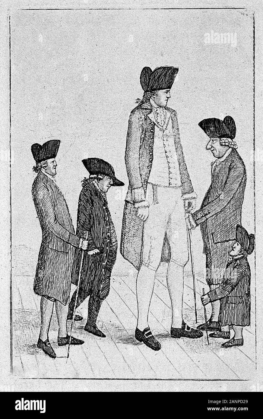 Charles Byrne (1761-1783) ou 'le géant irlandais', était un homme considéré comme une curiosité ou freak à Londres dans les années 1780. Byrne's hauteur exacte varie d'être 8 ft 2 in (2,49 m) à 8 ft 4 in (2,54 m) de hauteur, mais preuve squelettique le place à un peu plus de 7 pi 7 po (2,31 m) Banque D'Images