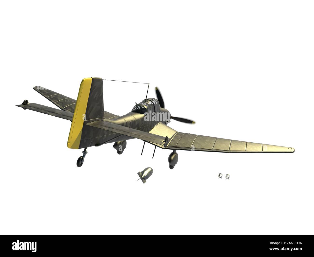 Le rendu 3D d'une guerre mondiale deux bombardier en piqué allemand plongée sous-marine. Banque D'Images