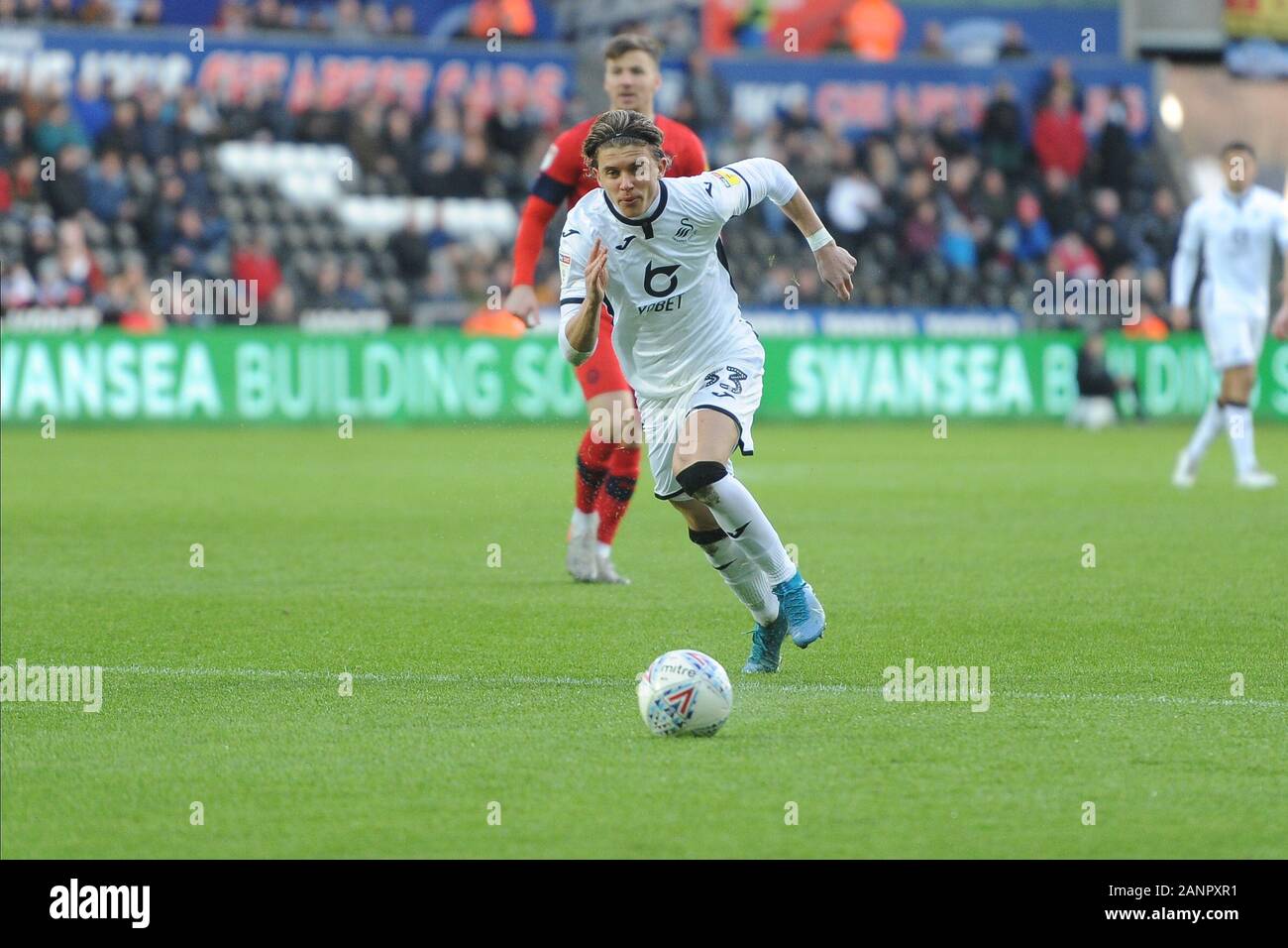 SWANSEA, Pays de Galles - 18 janvier Nouvelle signature Connor Gallagher de Swansea City lors de la Sky Bet match de championnat entre Swansea City et Wigan Athletic au Liberty Stadium de Swansea, le samedi 18 janvier 2020. (Crédit : Jeff Thomas | MI News) photographie peut uniquement être utilisé pour les journaux et/ou magazines fins éditoriales, licence requise pour l'usage commercial Crédit : MI News & Sport /Alamy Live News Banque D'Images