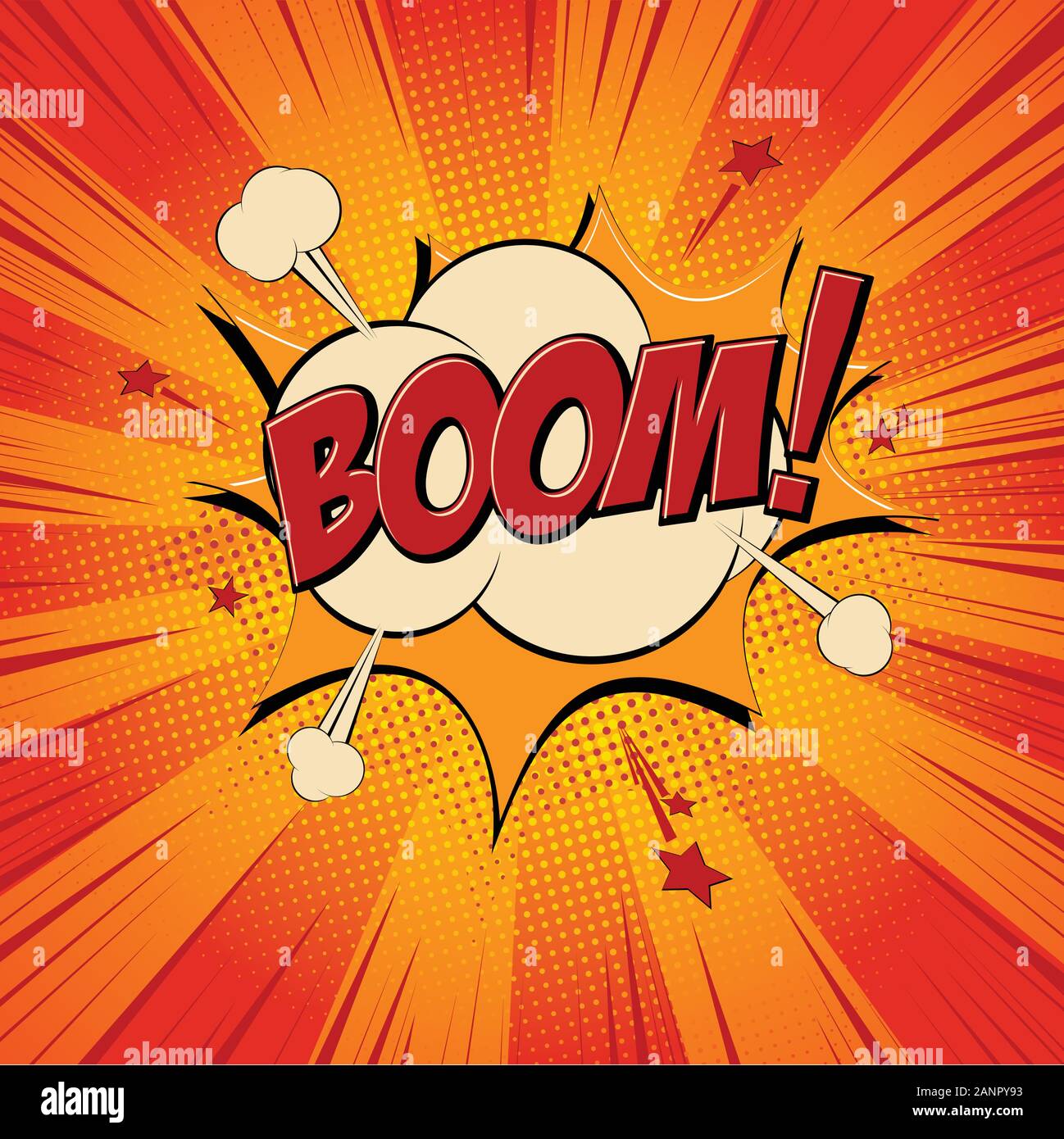 Bulle de texte de bande dessinée de boum. Effet sonore icône de nuage de points de l'expression de couleur lettrage. Illustration vectorielle Illustration de Vecteur