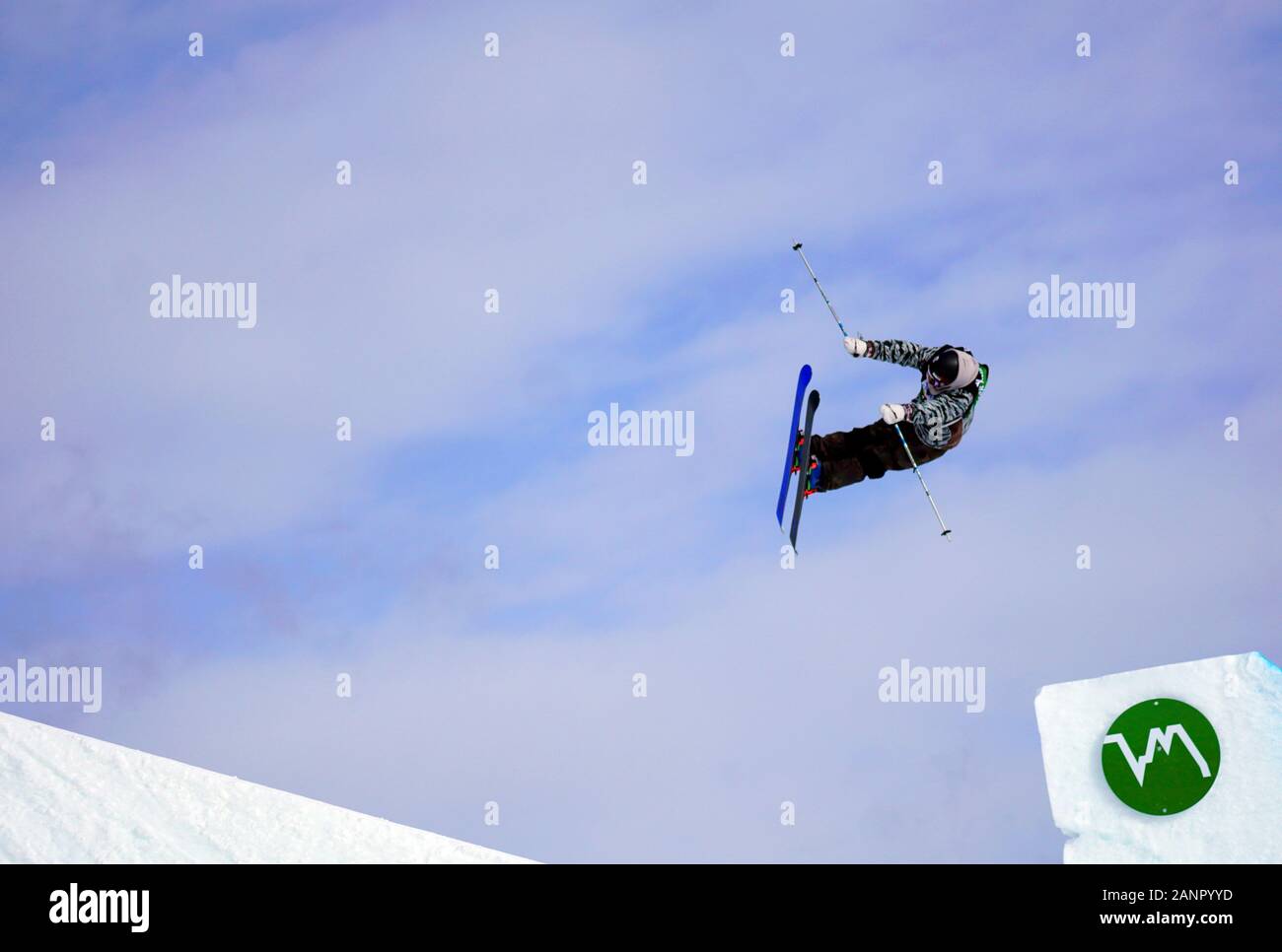 Le Tyrol du Sud, Italie. 18 janvier, 2020. Compétiteur lors de la Coupe du Monde FIS Freeski Slopestyle sur 18.01.2020 dans l''Alpe di Siusi (Alpe di Siusi) Snowpark, Italie. Credit : AlfredSS/Alamy Live News Banque D'Images