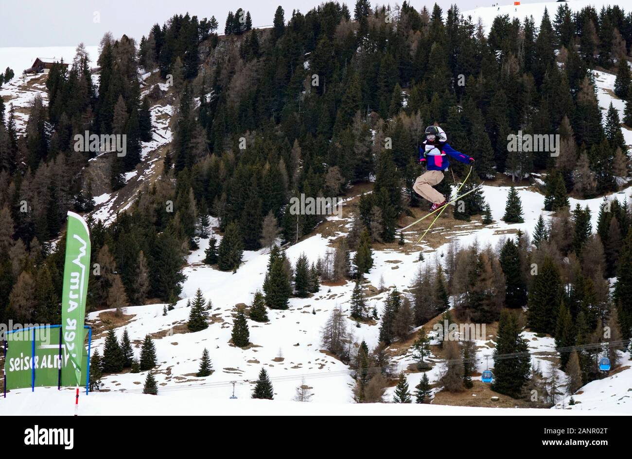 Le Tyrol du Sud, Italie. 18 janvier, 2020. Stevenson de l'USA a Colby 3e place à la Coupe du Monde FIS Freeski Slopestyle sur 18.01.2020 dans l''Alpe di Siusi (Alpe di Siusi) Snowpark, Italie. Credit : AlfredSS/Alamy Live News Banque D'Images