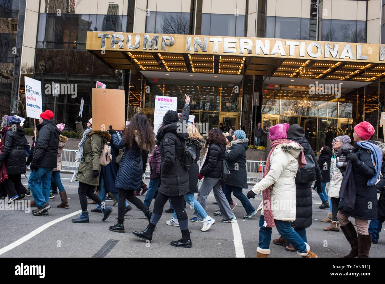 Manhattan, New York, USA - 18 janvier 2020 : la Marche des femmes, la ville de New York. Banque D'Images