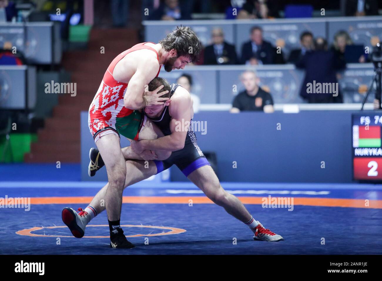 Rome, Italie. 18 janvier, 2020. Rome, Italie, 18 janvier 2020, azamat nurykau (Bélarus) vs fazil eryilmaz (Turquie) catégorie fs 74 kg lors du Tournoi International de la série Classement - Wrestling - Crédit : LM/Luigi Mariani Crédit : Luigi Mariani/fil LPS/ZUMA/Alamy Live News Banque D'Images