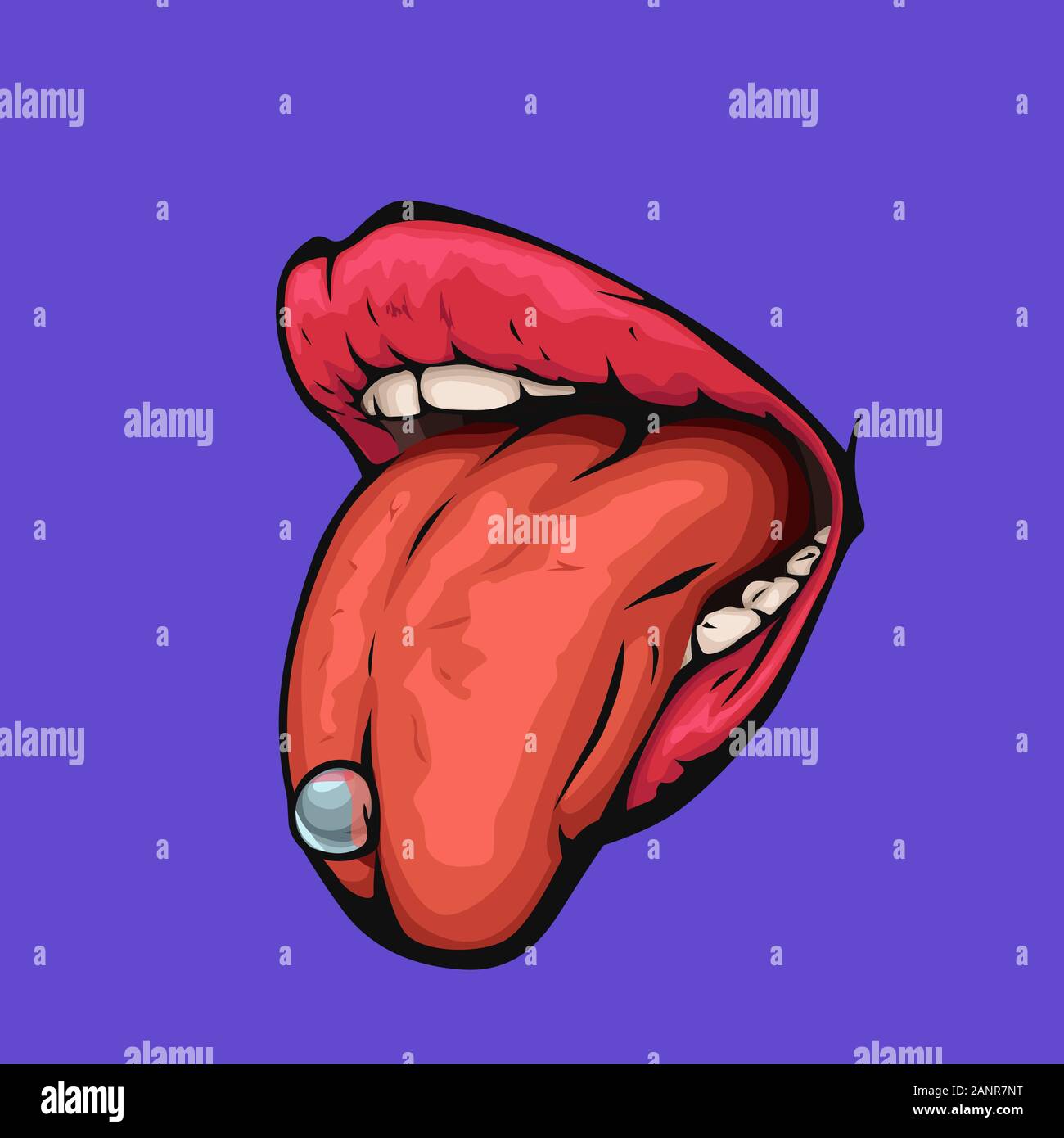 Femme bouche avc sur violet Illustration de Vecteur