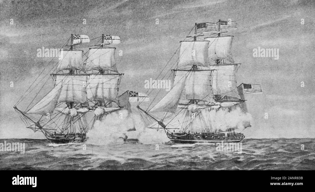 Enterprise vs Boxer - Bataille entre l'entreprise et les Britanniques le boxeur sloop le 5 septembre 1813. Banque D'Images