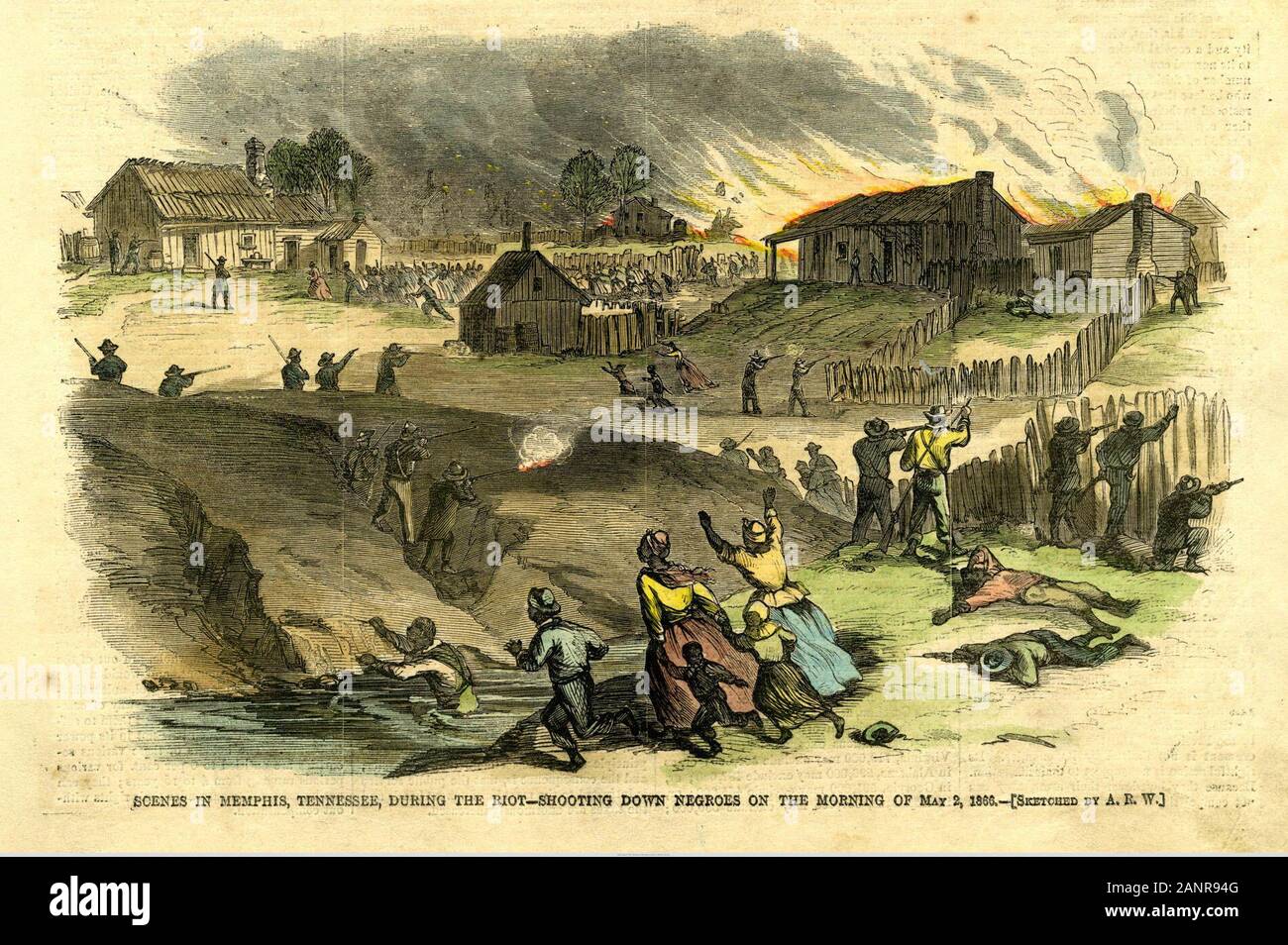 Illustration dans le Harper's Weekly de l'émeute de 1866 à Memphis Banque D'Images