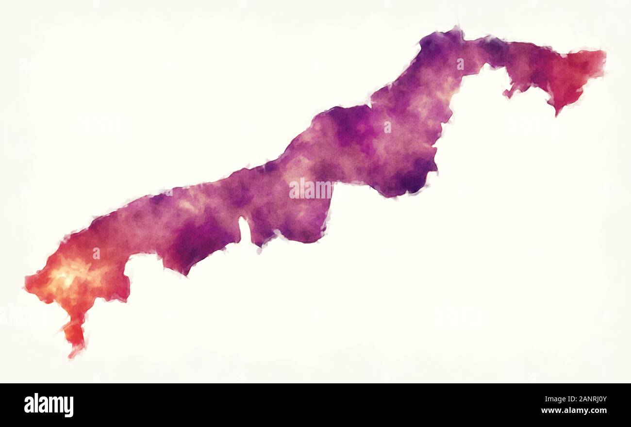 La province de Colon aquarelle Carte de Panama Banque D'Images