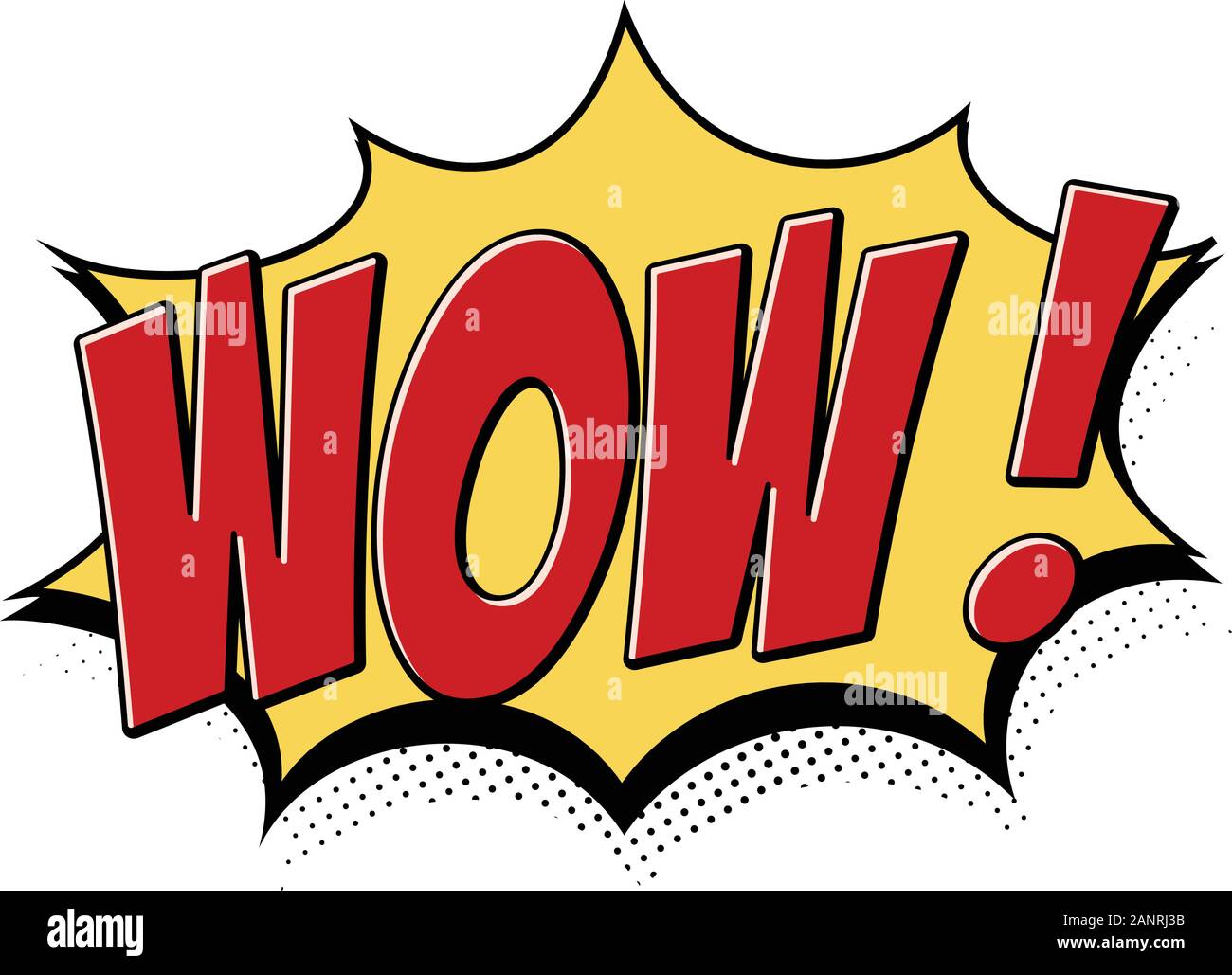 Wow pop art et bulles de bande dessinée. Vector cartoon illustration sur fond blanc. Illustration de Vecteur