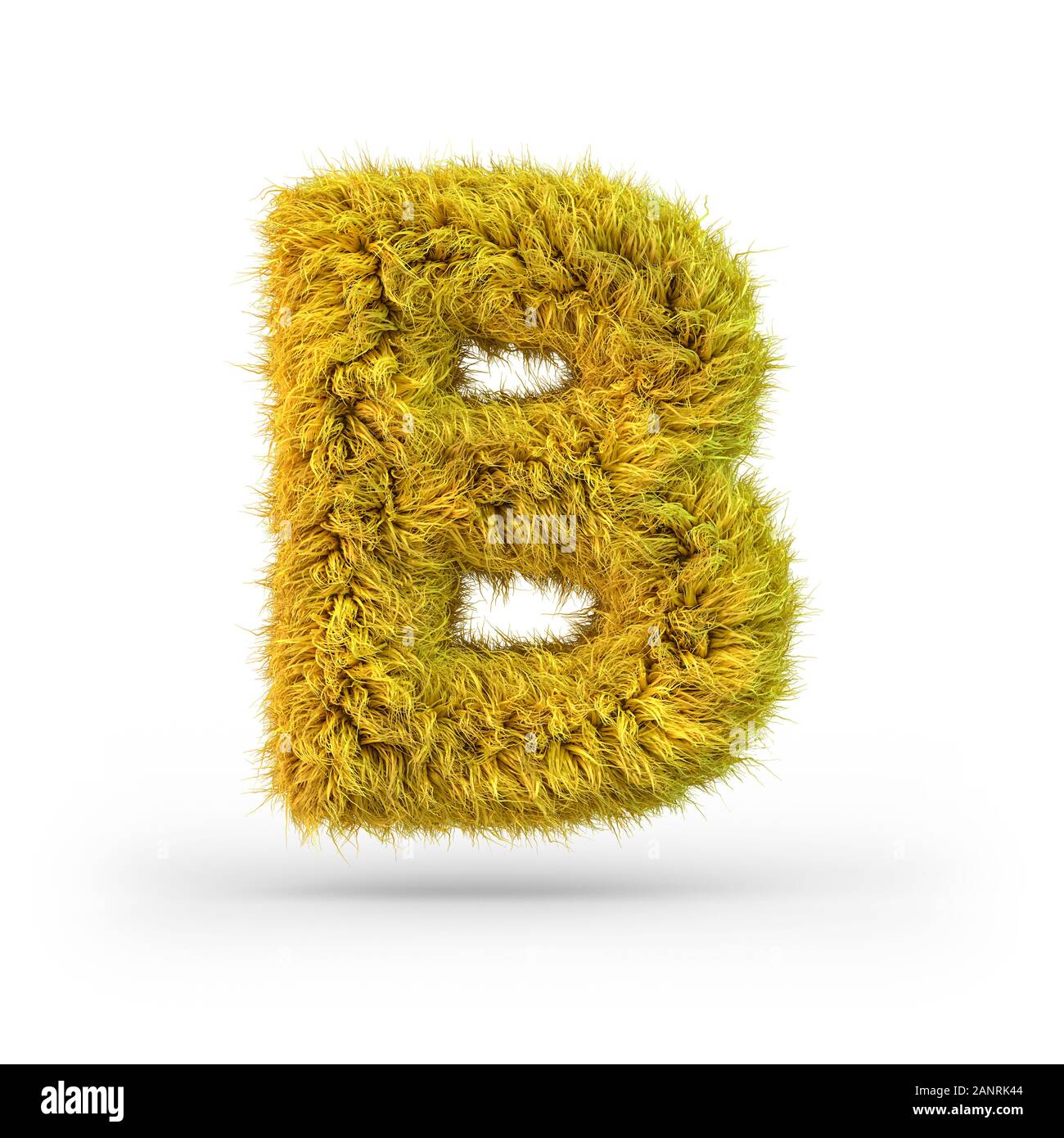 Lettre capitale B. Majuscules. Fluffy jaune et furry font. Le rendu 3D Banque D'Images