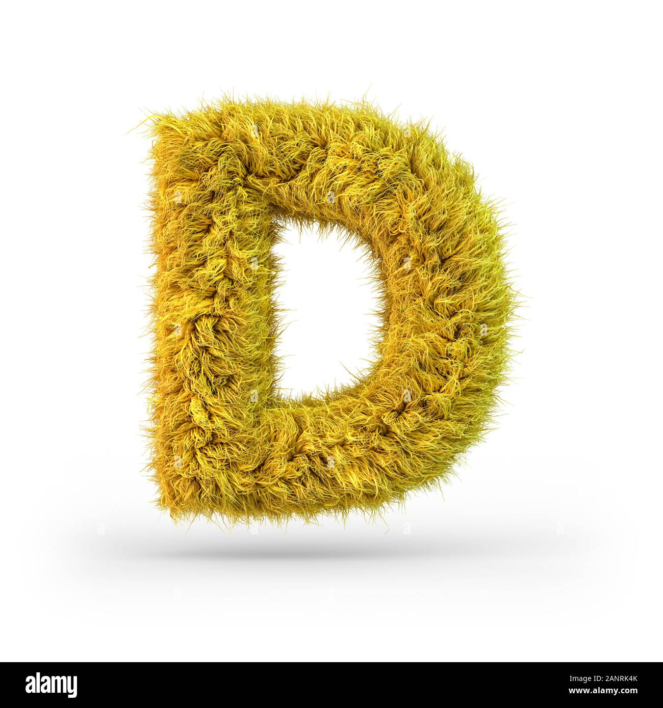 Lettre capitale D. en majuscules. Fluffy jaune et furry font. Le rendu 3D Banque D'Images