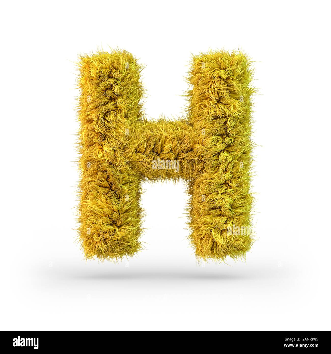 La lettre H. en majuscules. Fluffy jaune et furry font. Le rendu 3D Banque D'Images