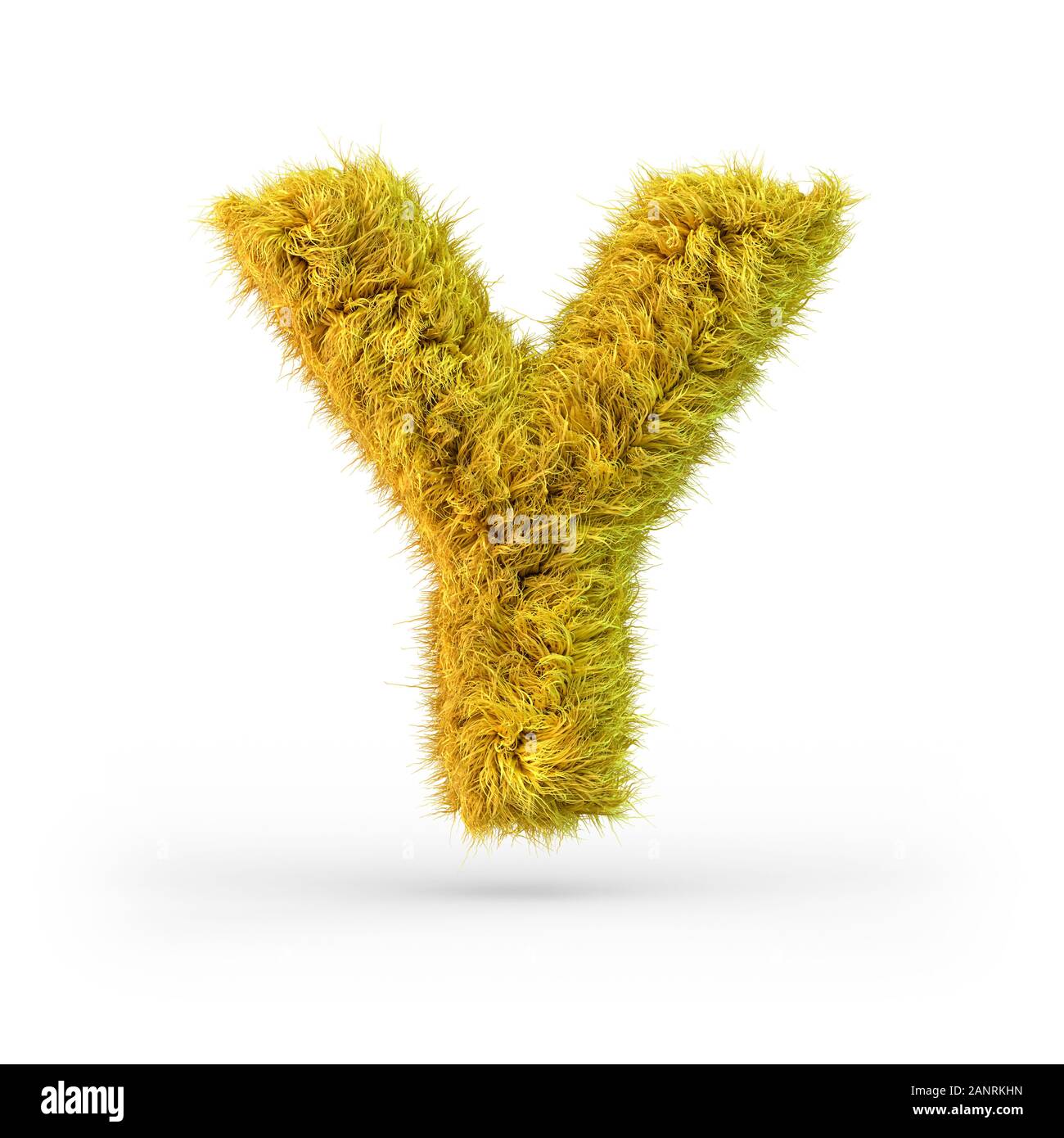 Lettre capitale Y. en majuscules. Fluffy jaune et furry font. Le rendu 3D Banque D'Images