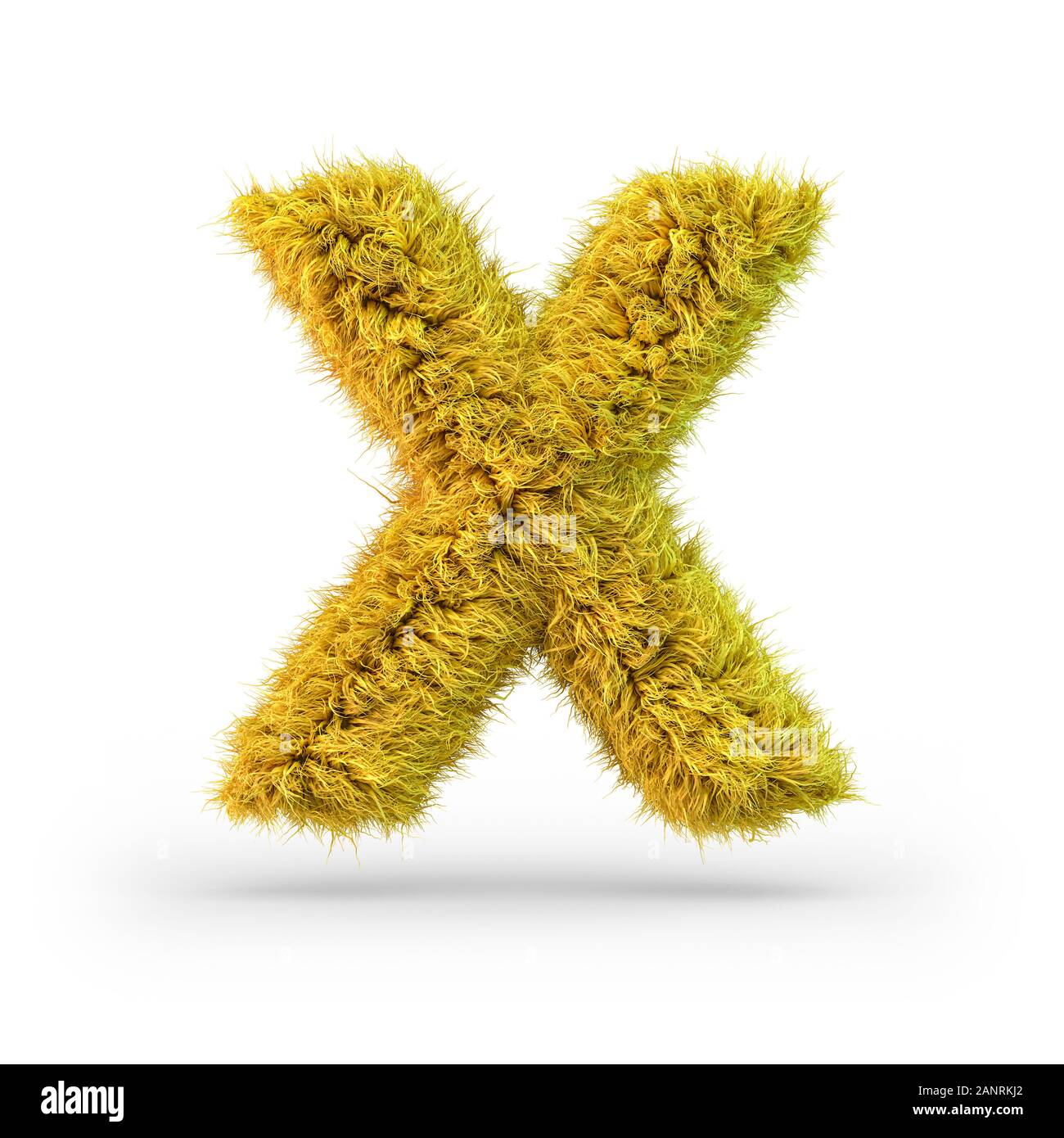 La lettre X. En majuscules. Fluffy jaune et furry font. Le rendu 3D Banque D'Images