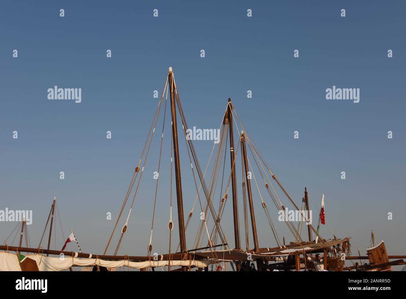 Vue générale de boutres, Katara dhaw traditionnel festival, Doha, Qatar. Banque D'Images