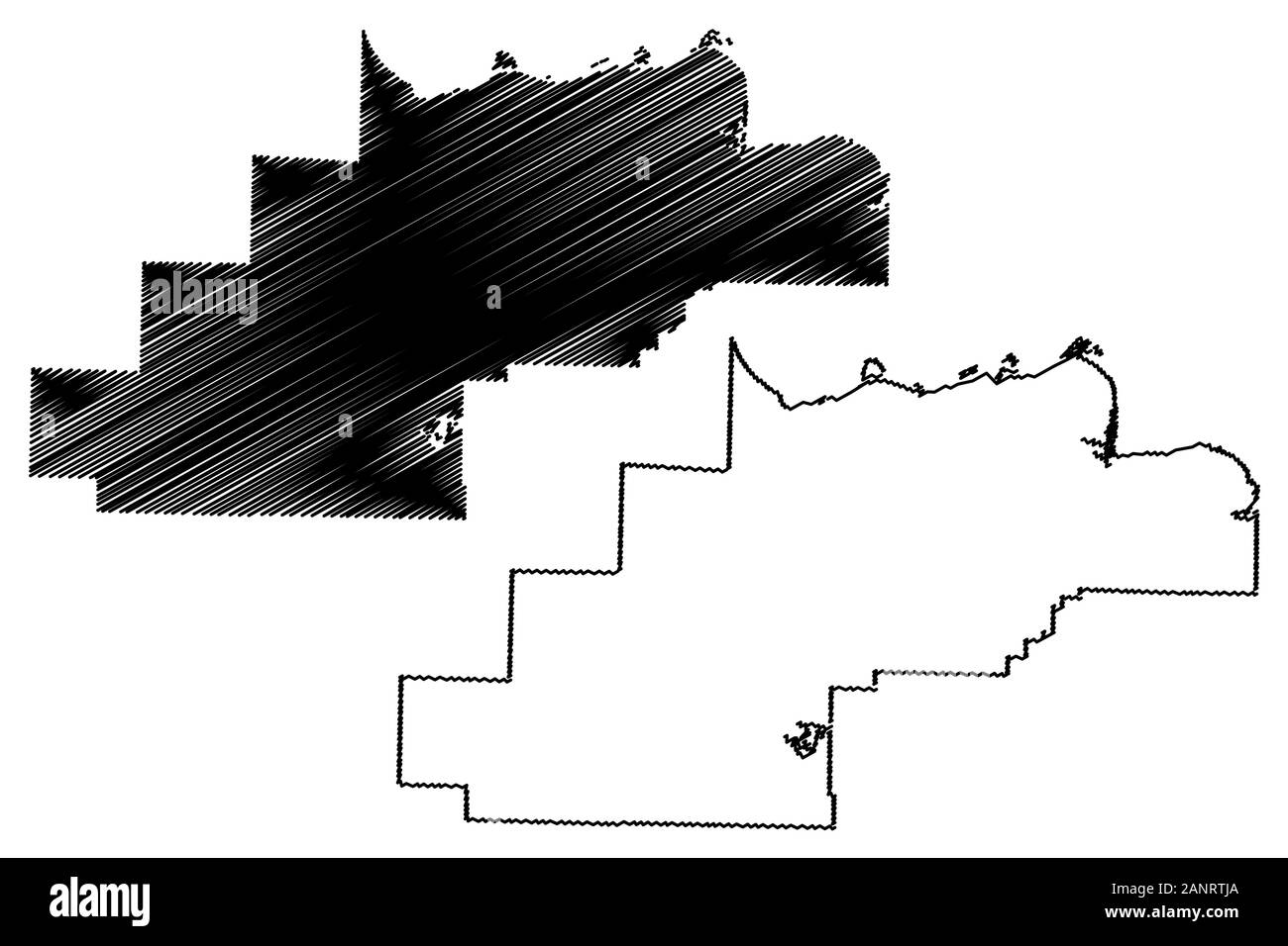 Logan Comté (Arkansas (États-Unis County, États-Unis d'Amérique,USA, États-Unis, US) map vector illustration, scribble sketch carte Sarber Illustration de Vecteur