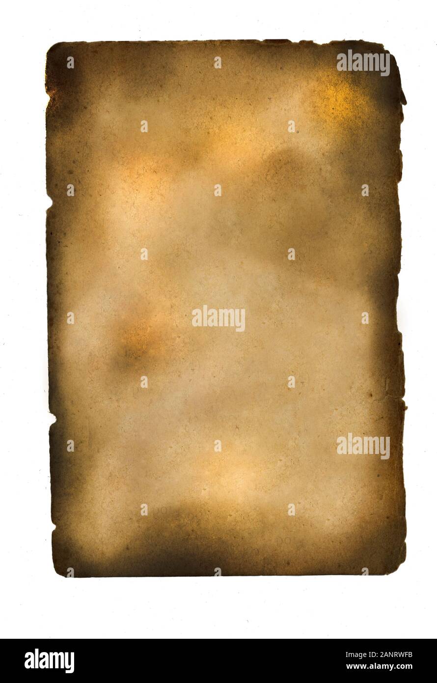 papier brûlé blanc isolé Banque D'Images
