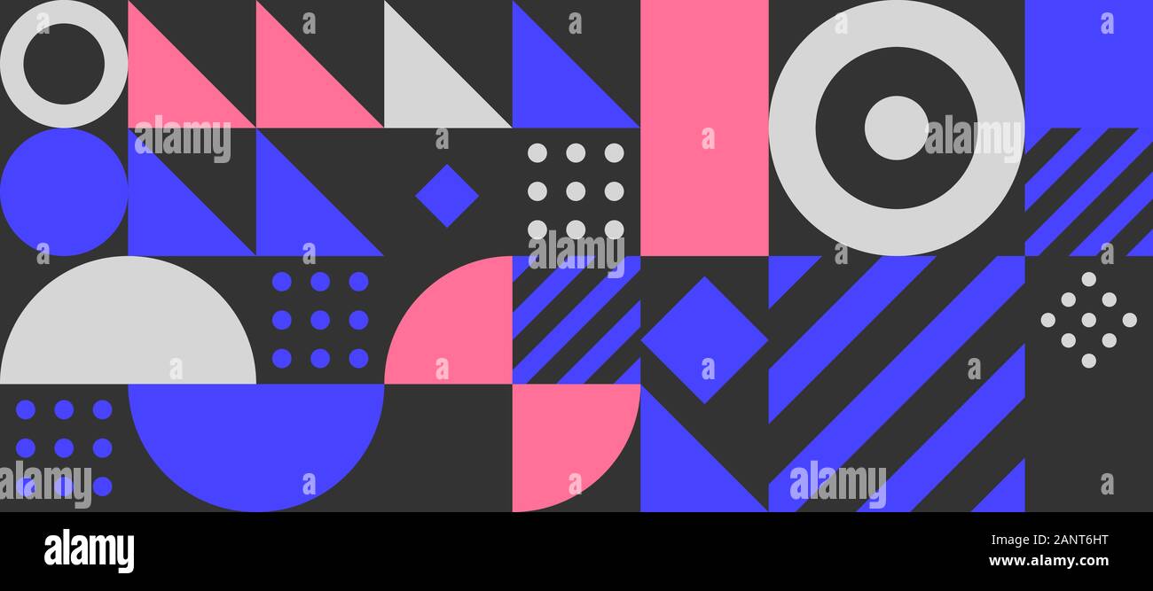 Motif géométrique du Bauhaus, transparente minime vecteur modèle couleur noir, fond suisse Illustration de Vecteur