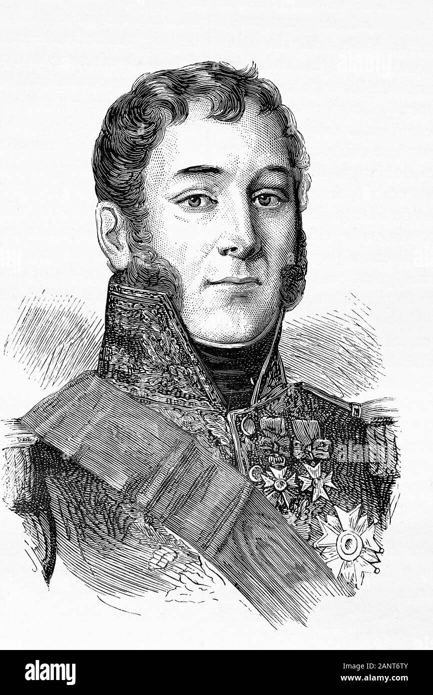 Edouard Mortier, duc de Trévise, Maréchal de l'empire, 13e premier ministre de la France. 1768-1835. Illustration d'antiquités. 1890. Banque D'Images