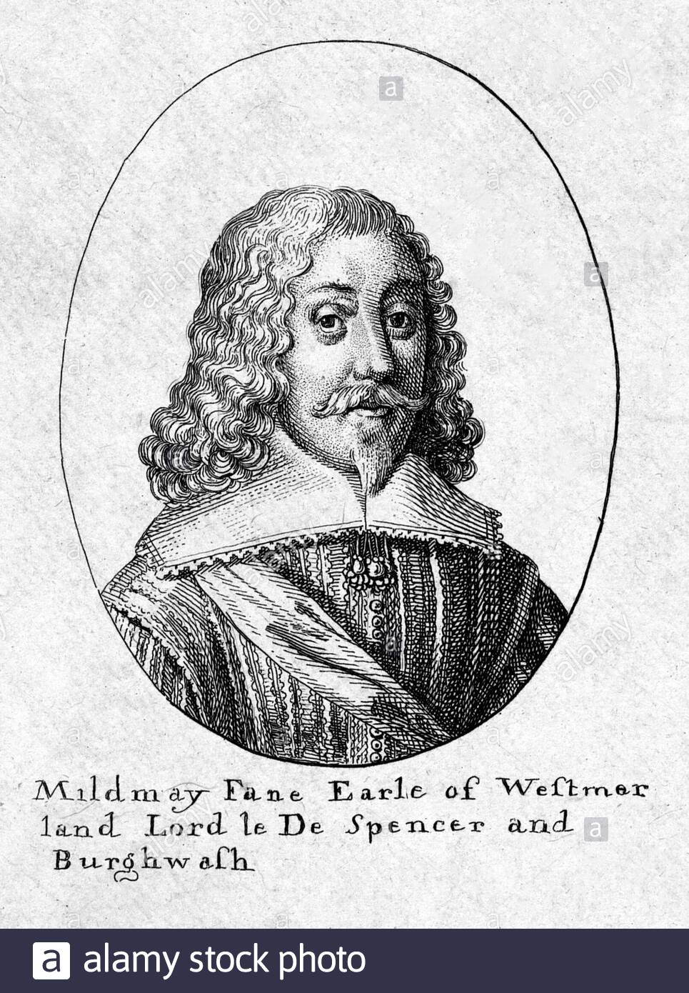 Fane Mildmay, 2e comte de Westmorland, 1602 - 1666, portant le titre de seigneur le Despenser entre 1624 et 1628, était un noble anglais, homme politique, et écrivain, gravure par Wenceslaus Hollar aquafortiste bohème à partir de 1600 Banque D'Images