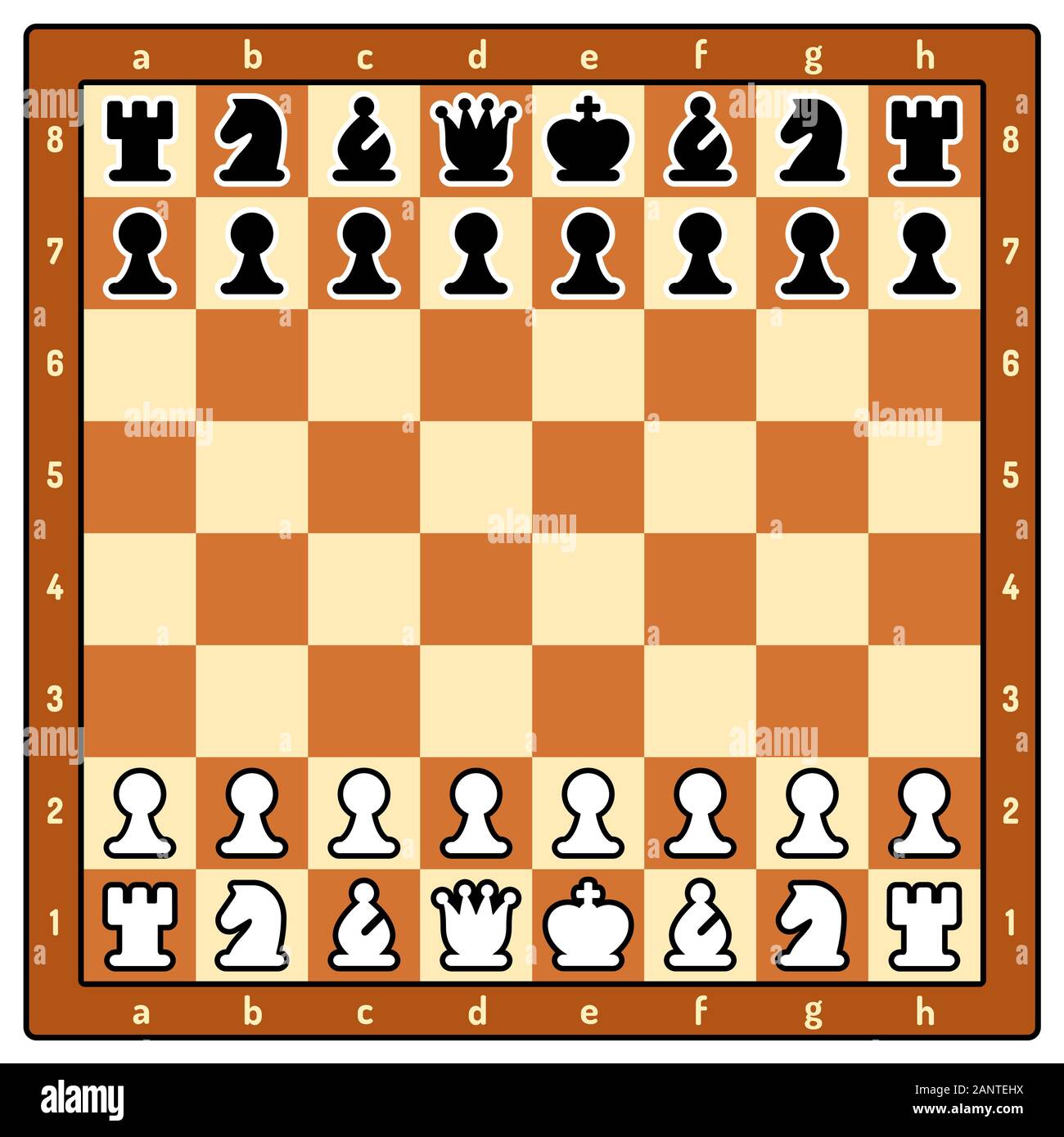 Jeu d'échecs avec pièces d'échecs noir et blanc. De simples figures stylisées, symboles de l'icône set. Les éléments de l'interface graphique Application de jeu, vector illustratio Illustration de Vecteur