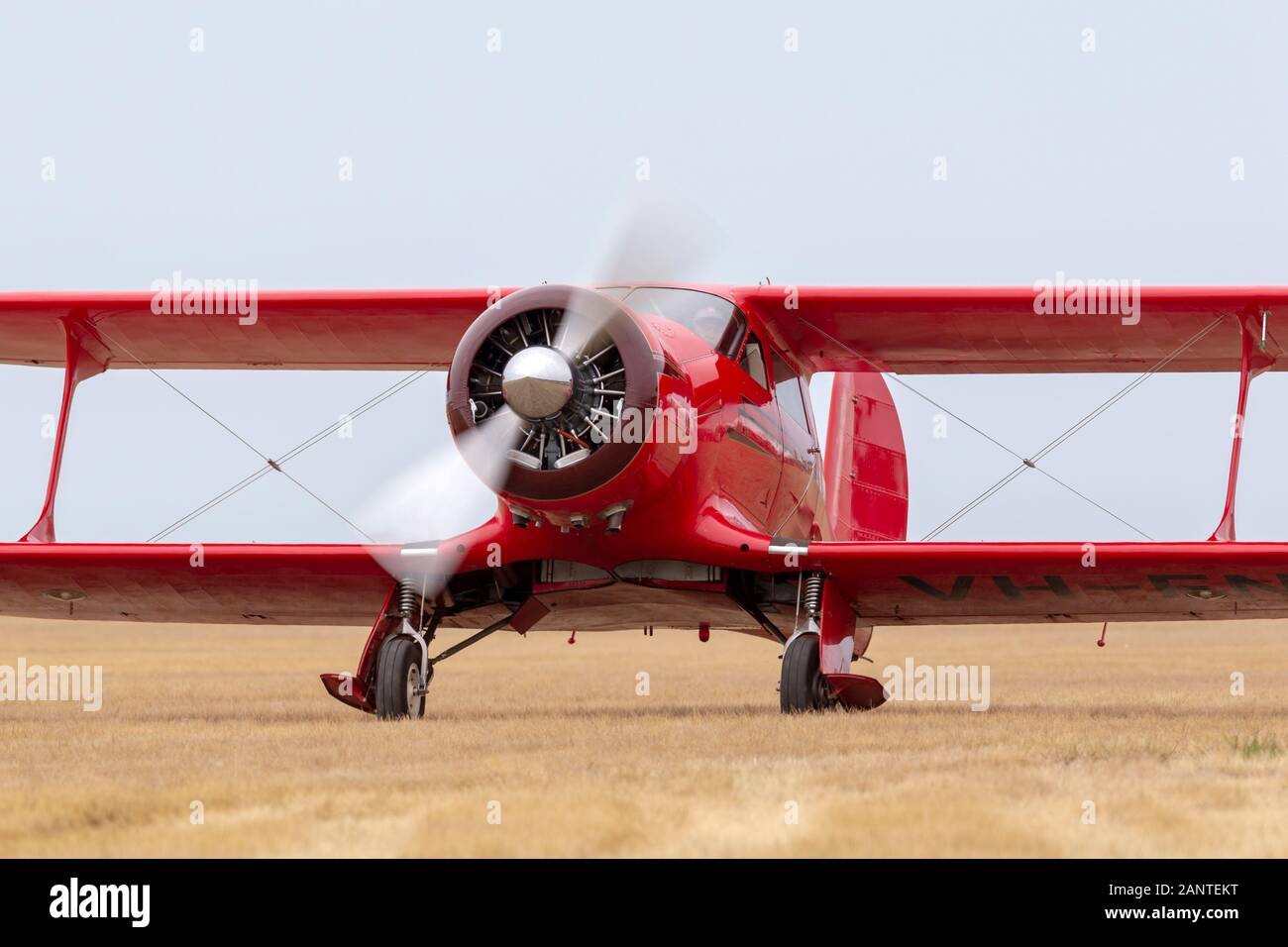 1942 Beech D-17S Staggerwing vintage biplane VH-FNS. Banque D'Images