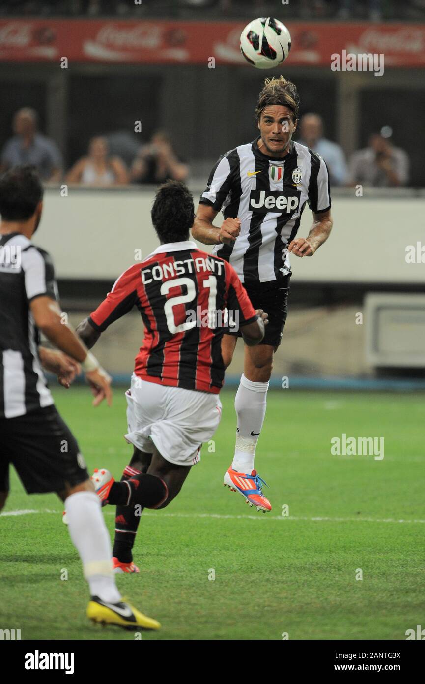 Milan Italie, 19 août 2012, 'G.Meazza San Siro Stadium ', Trofeo Berlusconi 2012/2013, l'AC Milan - FC Juventus : Alessandro Matri en action pendant le match Banque D'Images