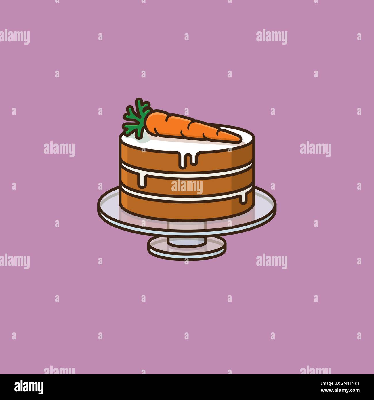 Le gâteau aux carottes vector illustration couleur # pour CarrotCakeDay le 3 février. Pâtisserie et un aliment sucré symbole. Illustration de Vecteur