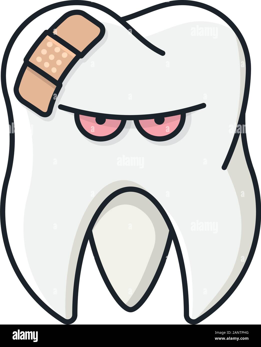 Annoyedly à la dent avec l'aide de la bande d'illustration vectorielle Odontalgie Day le 9 février. Maux et douleurs concept. Illustration de Vecteur