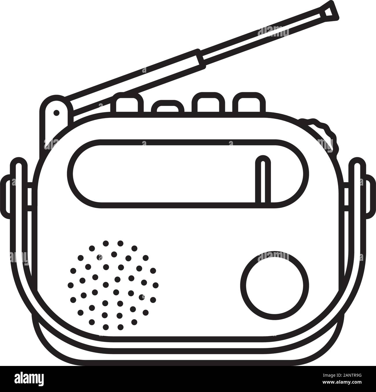 Radio portable rétro sur l'icône de la ligne du vecteur. Symbole de la technologie sans fil et de radiodiffusion Illustration de Vecteur