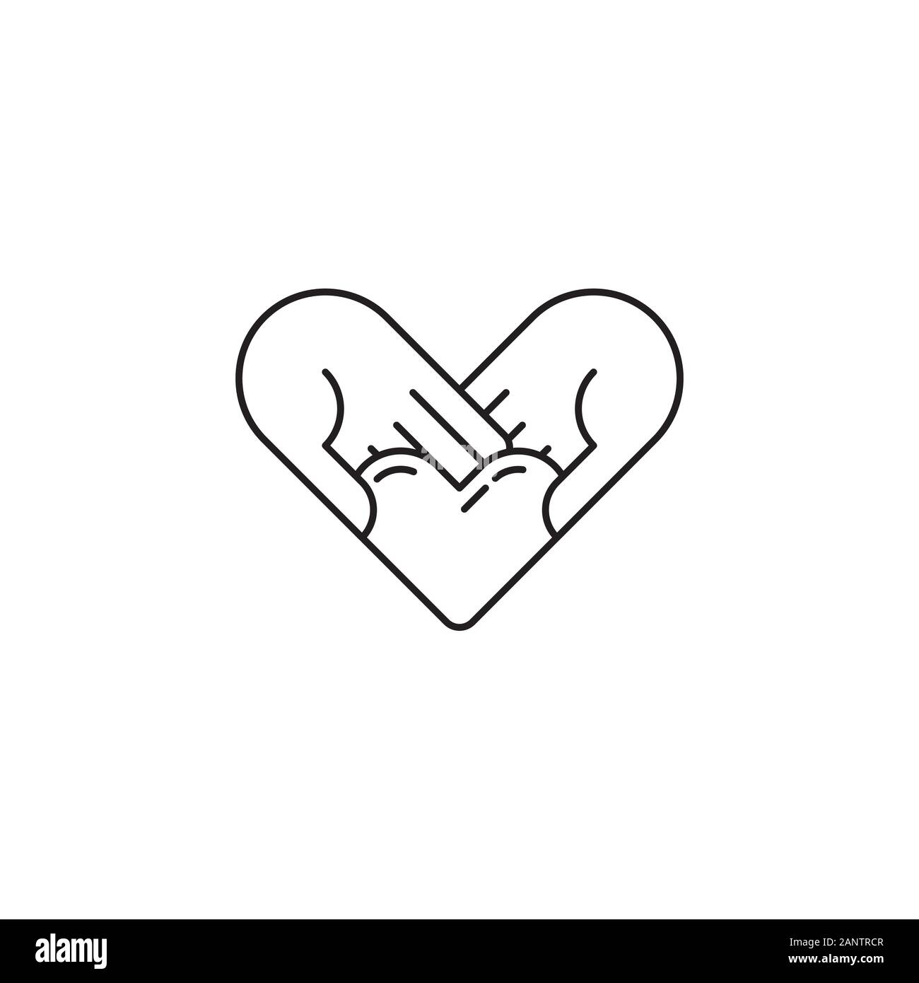 Mains tenant un coeur. Le don d'organe ou valentines day symbole conceptuel sur l'icône de la ligne du vecteur Illustration de Vecteur