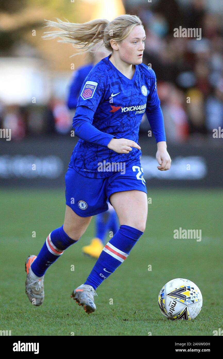 Manchester, UK. 19 Jan, 2020. Erin Cuthbert de Chelsea Femmes en action. Barclays FA Womens superleague, Arsenal Femmes v Chelsea femmes à Meadow Park à Borehamwood Herts, le dimanche 19 janvier 2020. Cette image ne peut être utilisé qu'à des fins rédactionnelles. Usage éditorial uniquement, licence requise pour un usage commercial. Aucune utilisation de pari, de jeux ou d'un seul club/ligue/dvd publications. pic par Steffan Bowen/Andrew Orchard la photographie de sport/Alamy live news Crédit : Andrew Orchard la photographie de sport/Alamy Live News Banque D'Images