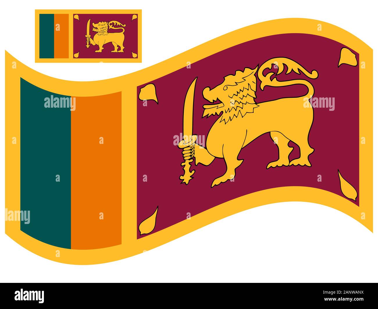 Drapeau de l'agité du Sri Lanka, Vector Illustration eps 10. Illustration de Vecteur