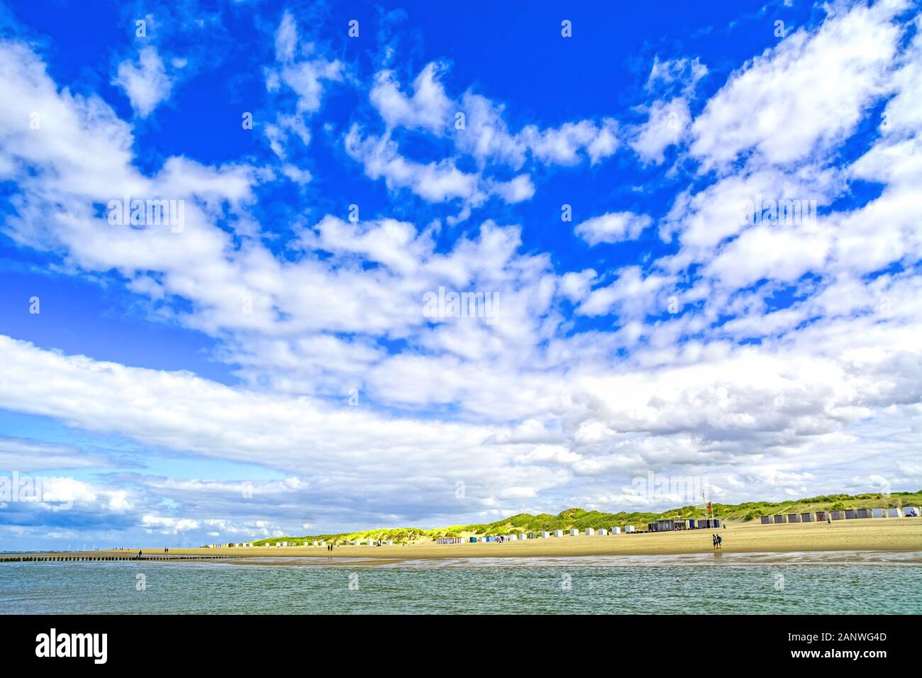 Plage de la mer du Nord en été aux Pays-Bas (région de Zélande) Banque D'Images