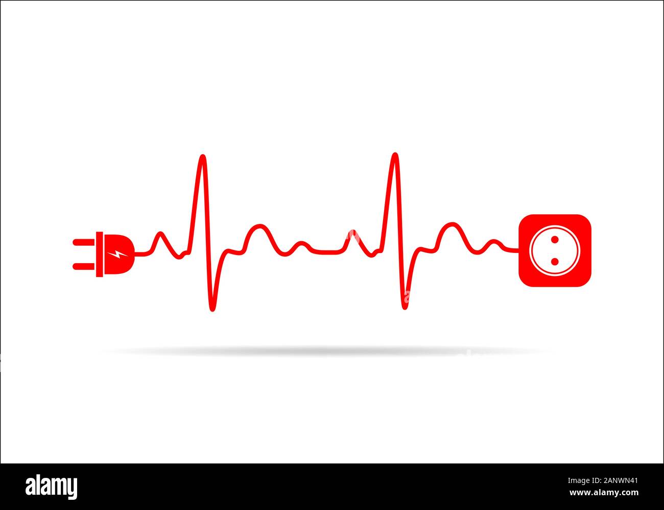 La prise et le fil télévision icône. Vector illustration. Branchez le cordon secteur et, sous la forme d'arythmie cardiaque. Concept de branchement et débranchement de l'el Illustration de Vecteur