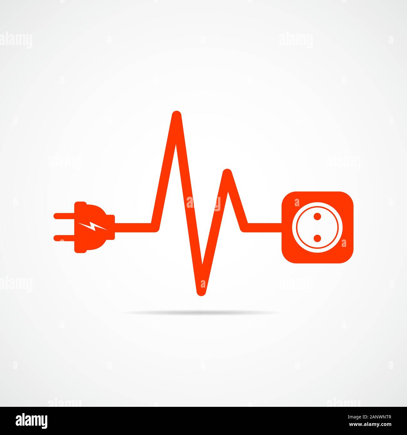 La prise et le fil télévision icône. Vector illustration. Branchez le cordon secteur et, sous la forme d'arythmie cardiaque. Concept de branchement et débranchement de l'el Illustration de Vecteur