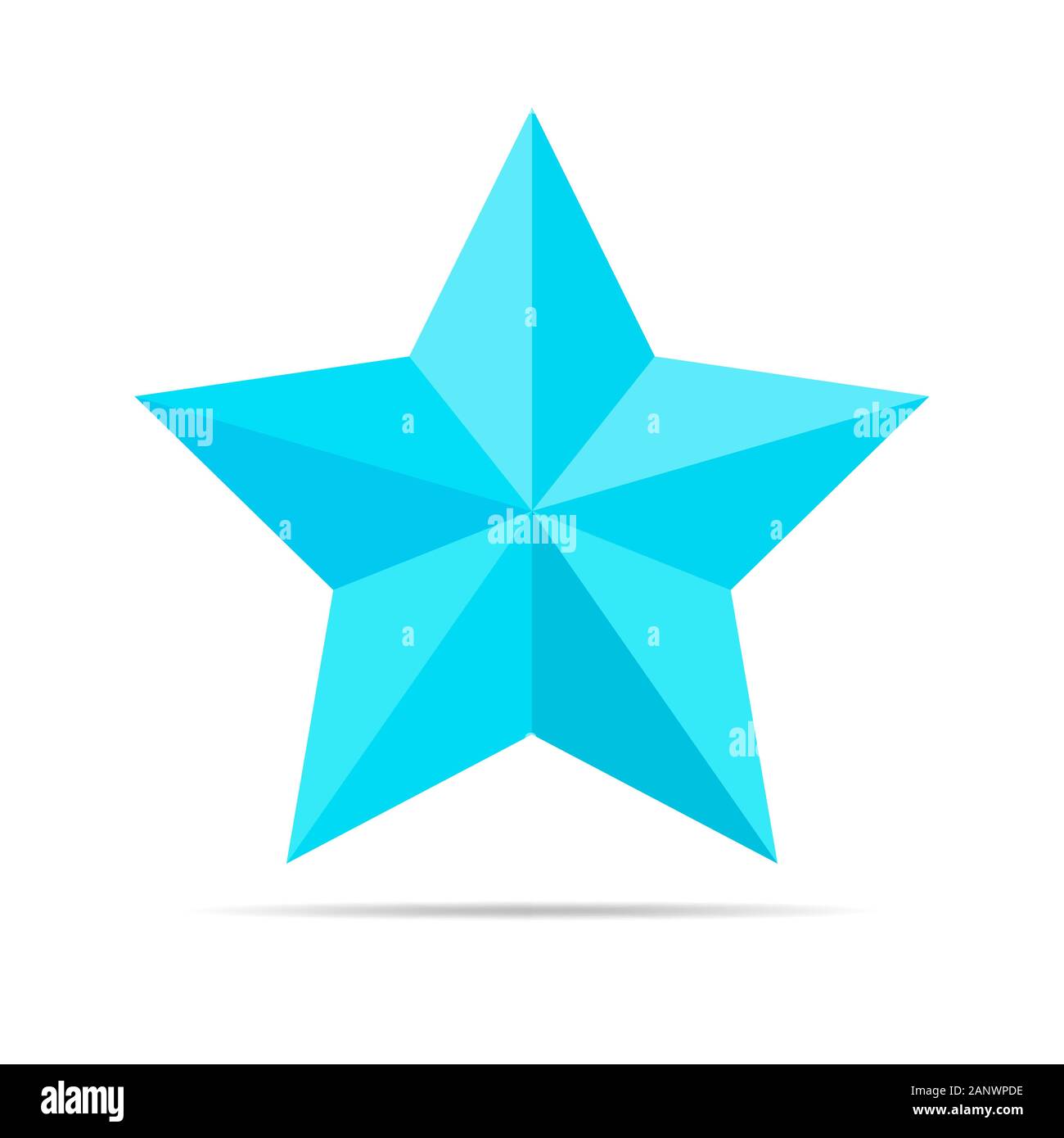 Icône en forme d'étoile modèle plat. Etoile bleue sur fond blanc avec l'ombre. Vector illustration. Illustration de Vecteur