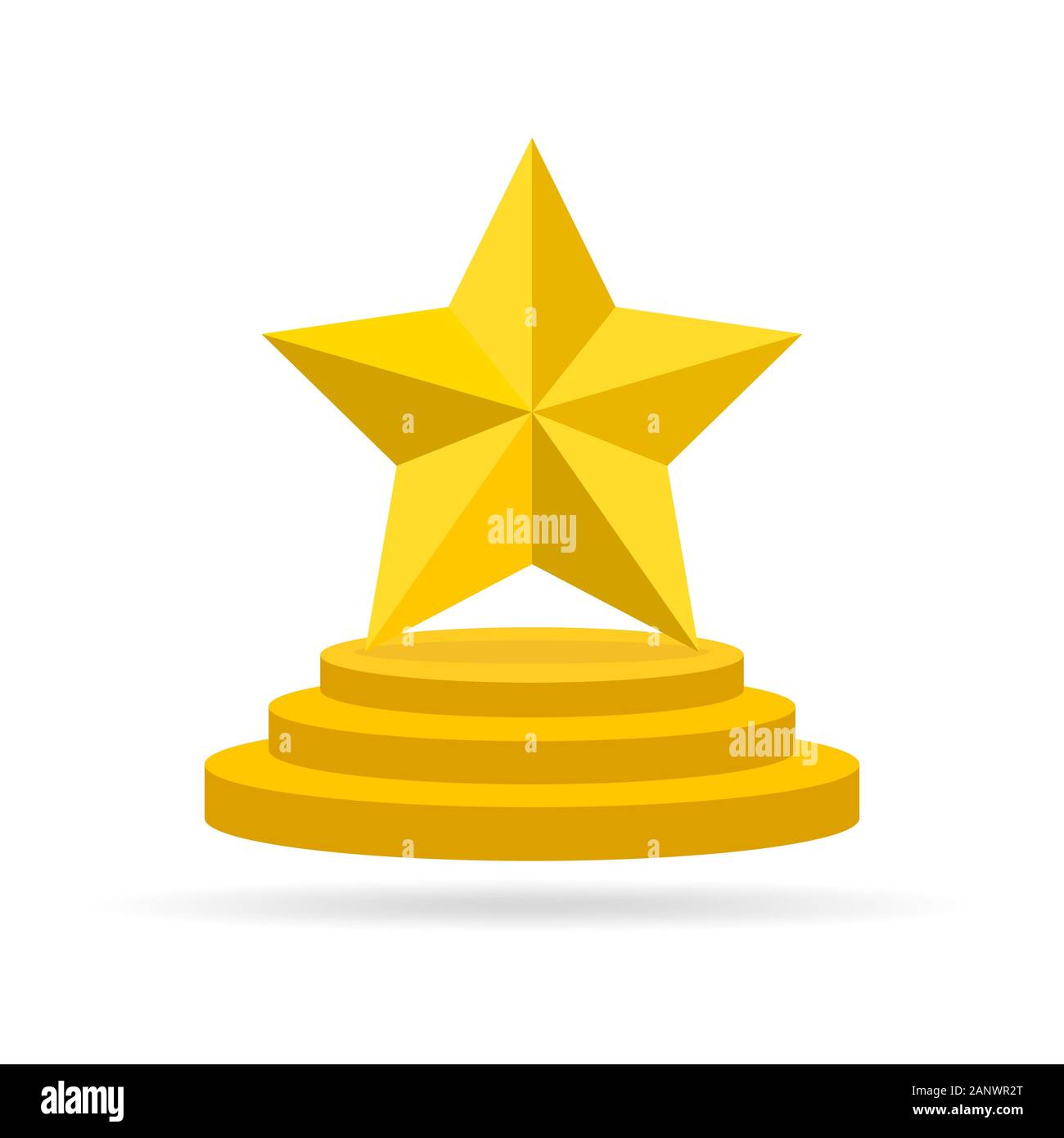 Gold Star Award sur trophée vierge. Icône récompense isolé sur fond blanc. Star récompense en version plate. Vector illustration. Concept de la réussite ou de vict Illustration de Vecteur