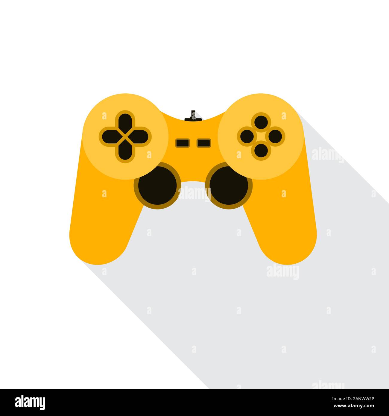 L'icône joystick jaune. Vector illustration. Symbole du jeu vidéo. Manette de jeu télévision symbole avec long shadow, isolé sur blanc. Illustration de Vecteur