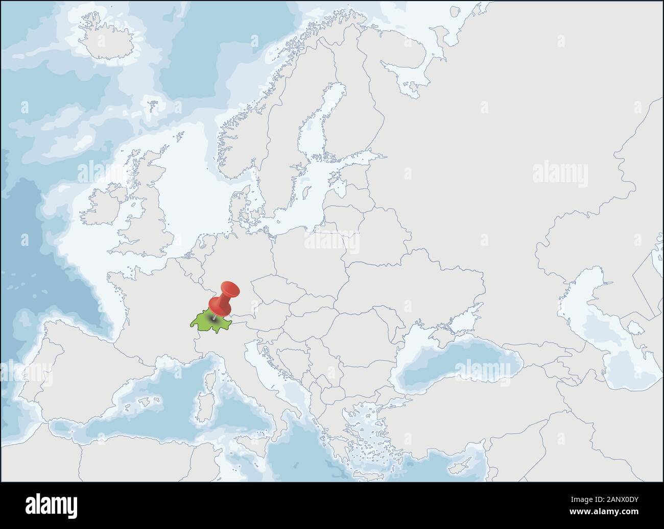 La Confédération suisse sur l'Europe la carte Illustration de Vecteur