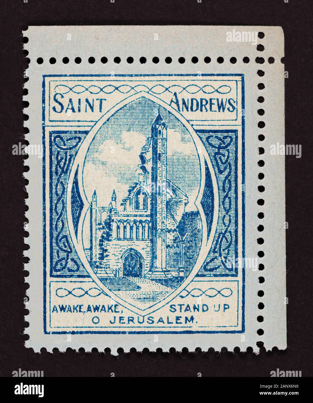 Cinderella Stamp de St Andrews, Écosse, Royaume-Uni. Banque D'Images