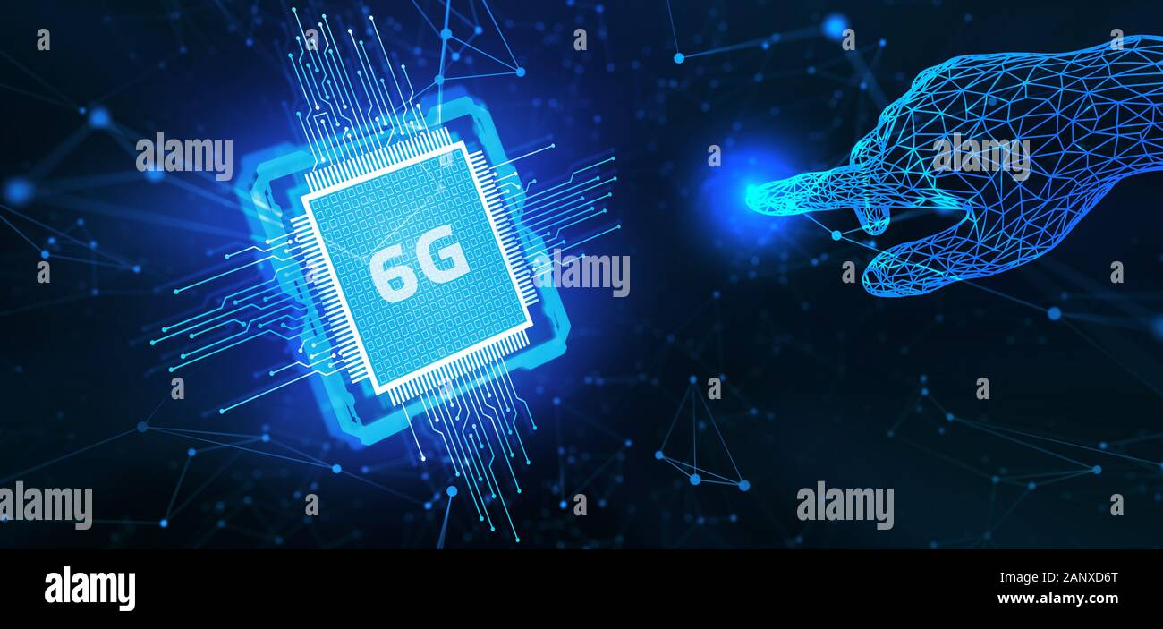 Le concept de réseau 6G, accès haut débit à l'Internet mobile, les réseaux de nouvelle génération. Les entreprises, la technologie moderne, Internet et réseau concept Banque D'Images