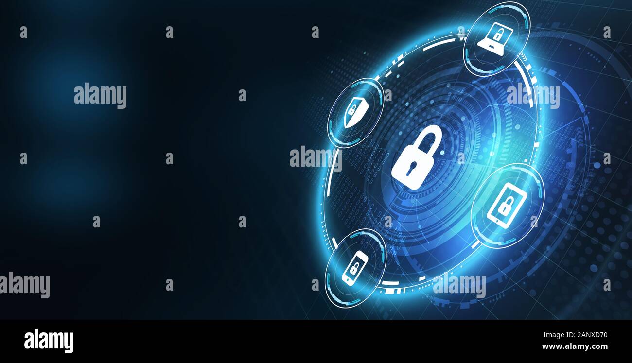 Protection des données sécurité informatique technologie de l'entreprise concept de la vie privée. Banque D'Images