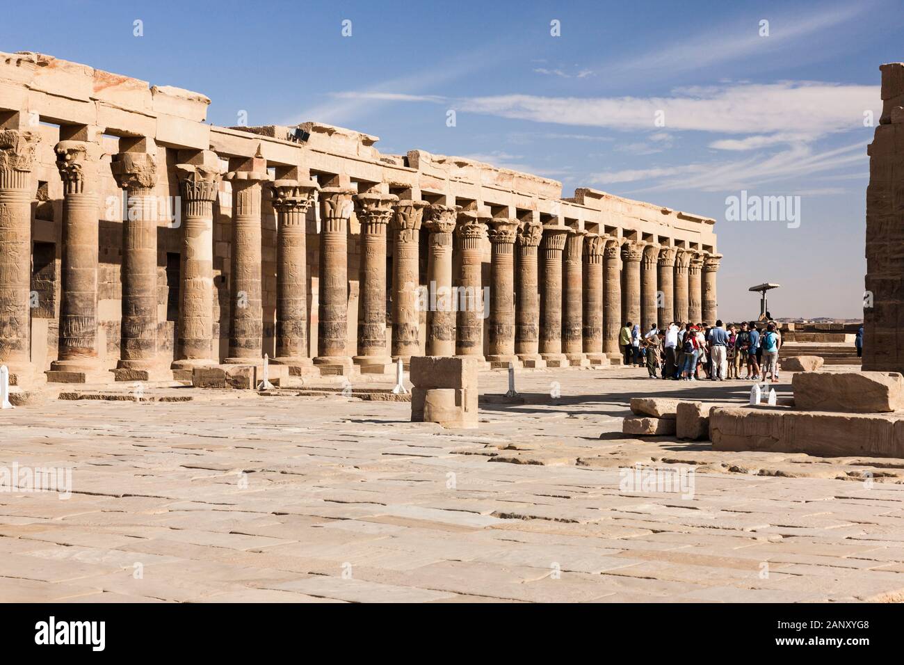 Colonnade Du Temple D'Isis Philae, Aussi Temple De Philae, Ile D'Agilkia Dans Le Lac Nasser, Assouan, Egypte, Afrique Du Nord, Afrique Banque D'Images